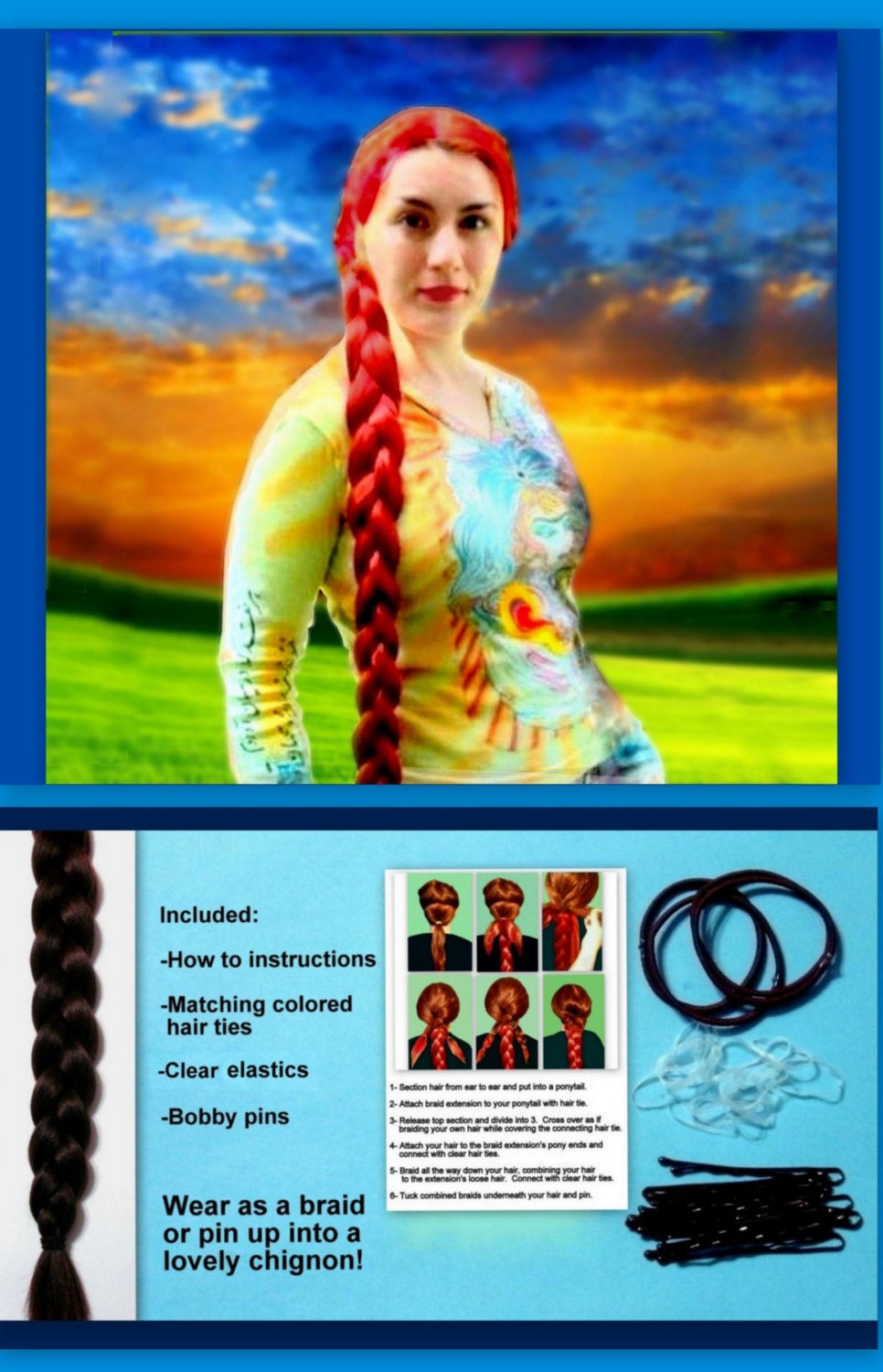 Bollywood Braid Hair extension costume wig hair fall braided hair accessory 3 Strand Long Custom plait plaited tribal belly dance