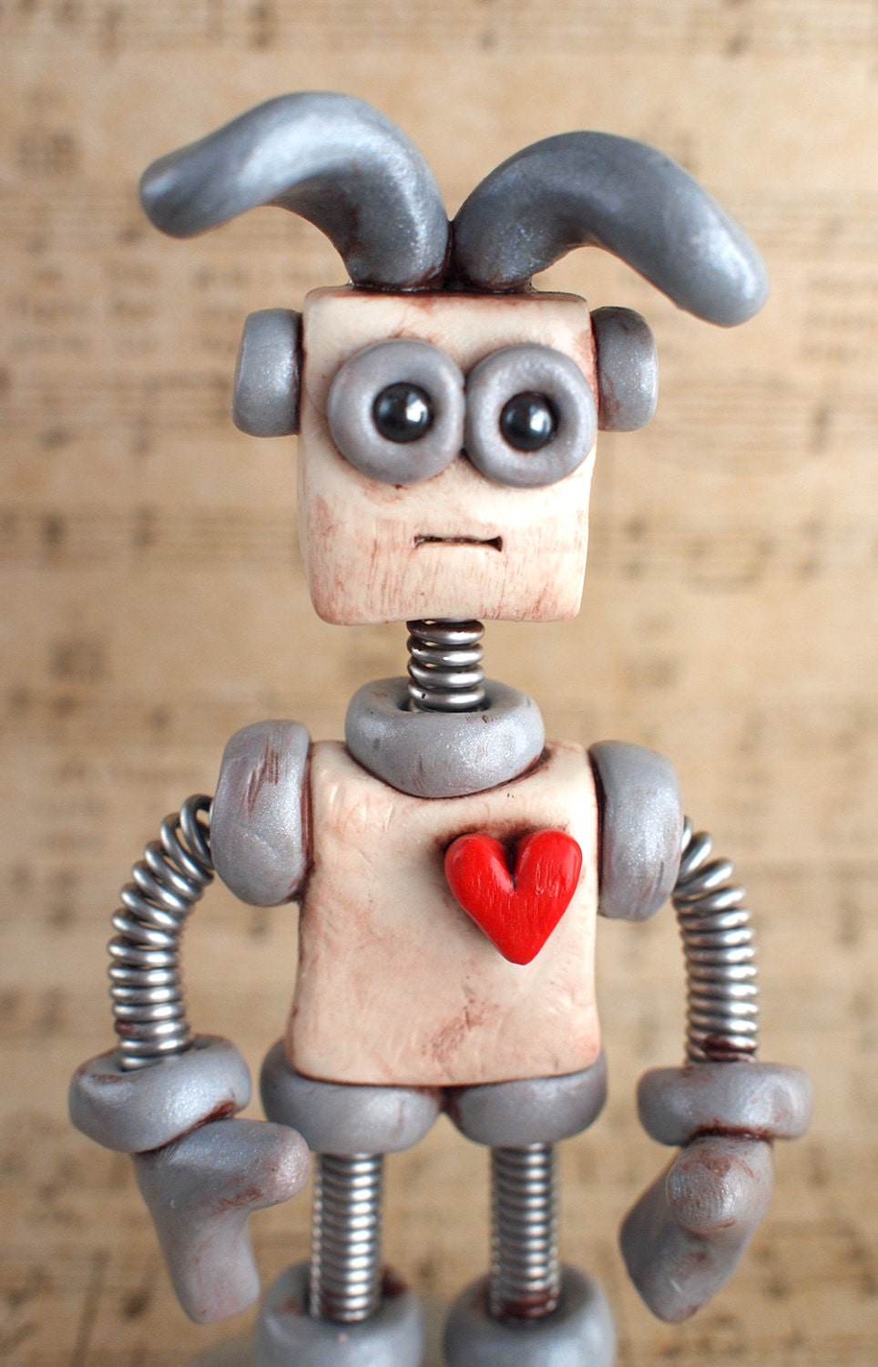 Robot Bunny Silver Simon Shabby Chic Easter Geekery