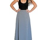 Vintage Houndstooth Maxi Skirt, 60's Black Checker Flowing Swing Skit, MEDIUM