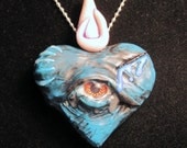 OOAK Polymer Clay Cut up and Scared Blue All Seeing Eye Sacred Heart