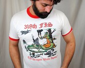 Vintage US Air Force Military Ringer Tee Shirt - 318th Fighter Interceptor Squadron