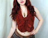 Vintage 1970s Beewear Sportswear Boho Leather Sweater Vest