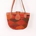 Vintage Woven Straw Purse w/ Brown Leather Handles / Diamond Pattern Woven Jute Bucket Bag Orange Olive Green Red 90s Handbag