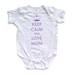 Keep Calm and LOVE MOM - Purple Design on White Short Sleeve Baby Bodysuit - 0440-4400-WHI