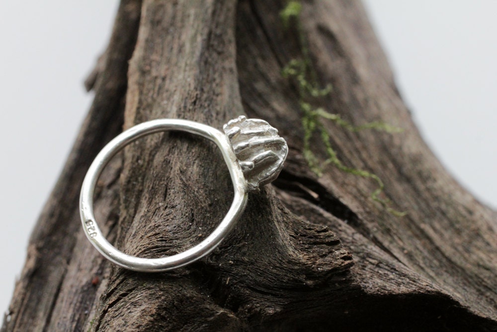 Women's silver engagement ring alternative: Diamond Bud