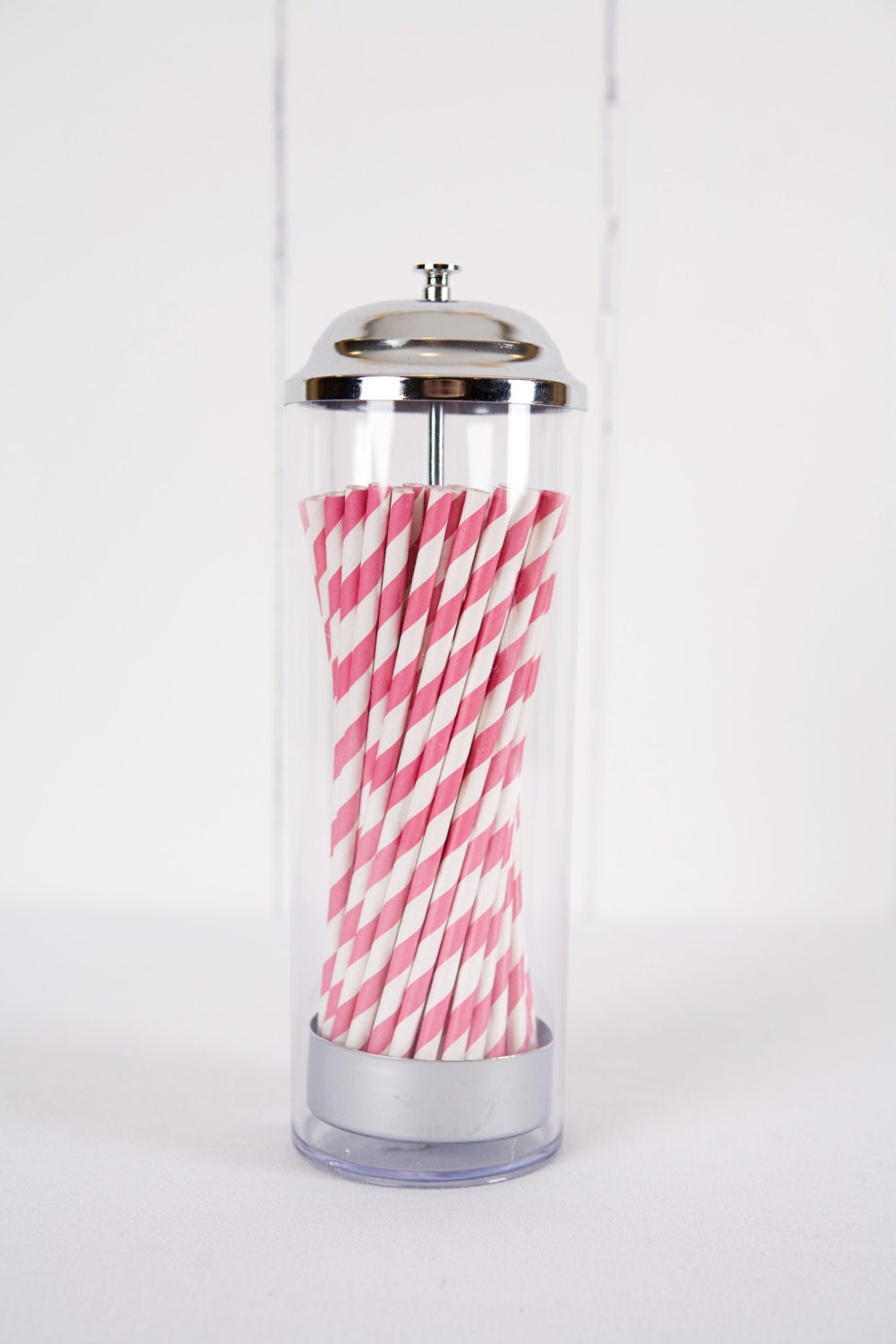 Paper Straws - Made in the USA - Bubble Gum Pink and White Striped - 25 Drinking Straws Il_170x135