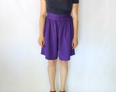 Vintage 80s Purple High Waisted Silky Long Gaucho Shorts // Breezy Skirt