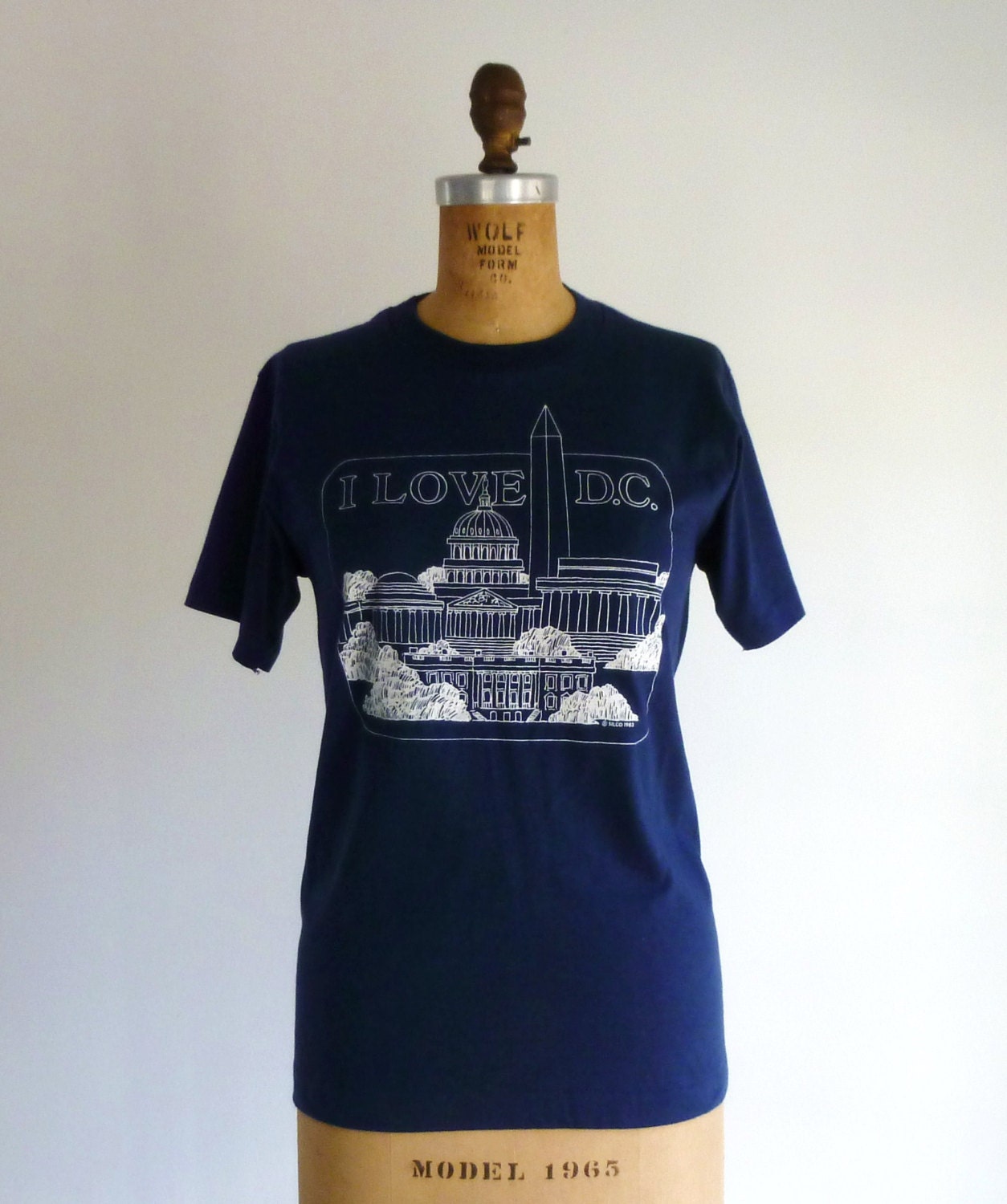 Vintage Tshirt Washington DC Navy Blue Top Short Sleeve Patriotic Tourist Shirt S