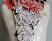 SS13 - Mini RUFFLE patchwork scarf by FAIRYTALE13 - pink, coral, lace and natural tones.