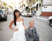 Alencon Lace Wedding Dress With Organza Tiered Skirt