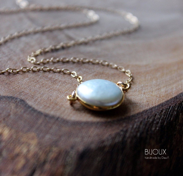 Coin Pearl Necklace - Bezel Set- 14k Goldfilled.........LIMITED EDITION