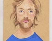 Original painted sketch of a young man wearing a Teenage Ninja Mutant Turtles t-shirt