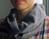 Hand stitched linen scarf - slate grey