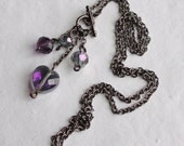 Purple Iris Heart Drop Necklace