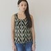 Hand Printed Organic Tank Top in Gold on Black 'Southwest' Print