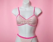 S A L E 80s Itty Bitty Pink Polka Dot Bikini (Xs/S)