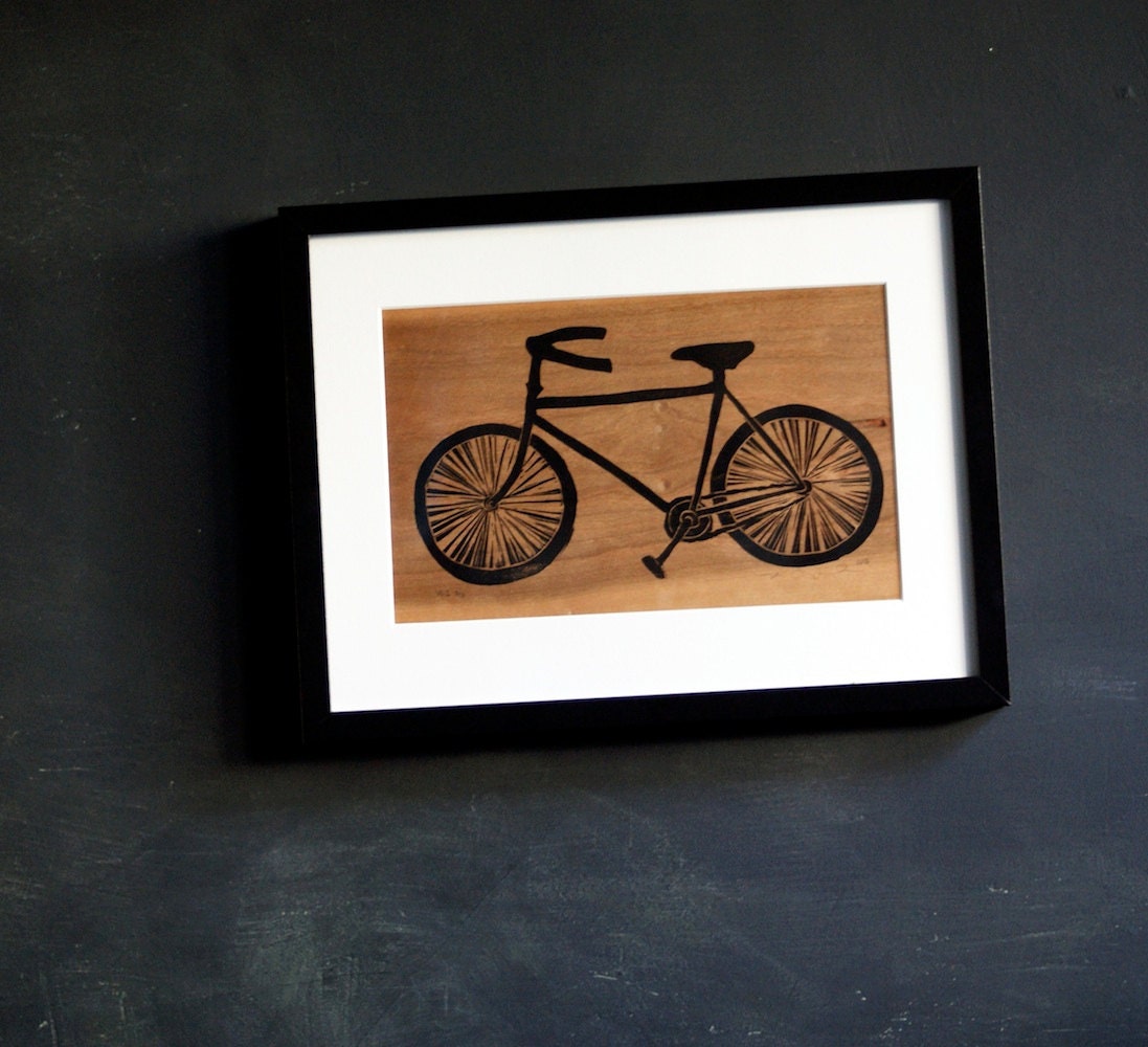 New Bike on wood veneer, framed