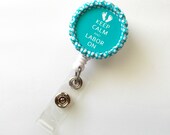 Keep Calm and Labor On Aqua Blue Baby Feet  - Name Badge Holder - Labor and Delivery Badge Reel  - Nursing Badge - L&D Badge