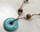 Nursing Necklace in Calming Turquoise Howlite Breastfeeding Baby Wearing