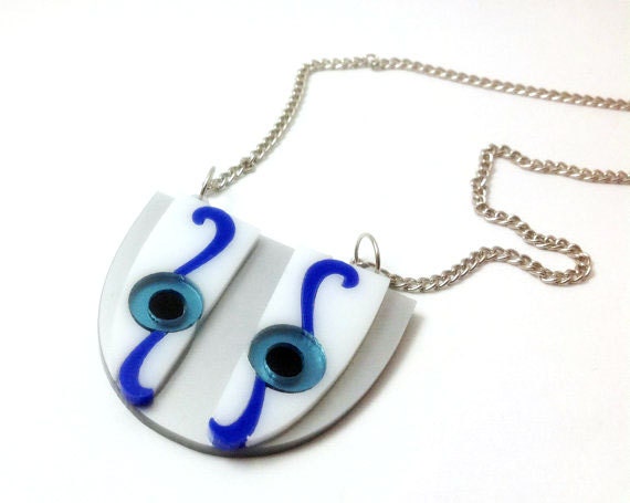 Evil eye necklace - folk jewelry - laser cut plexiglass