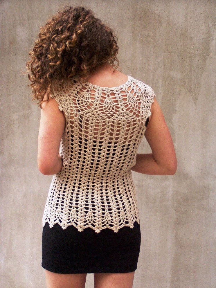 Chabby Chic Lace Vest  Made To Order Hand Crocheted