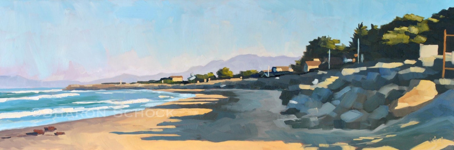 Beach Landscape Painting - Beach Sunrise - 6x18