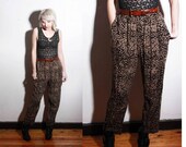Vintage Leopard Tribal Print Drawstring Pants