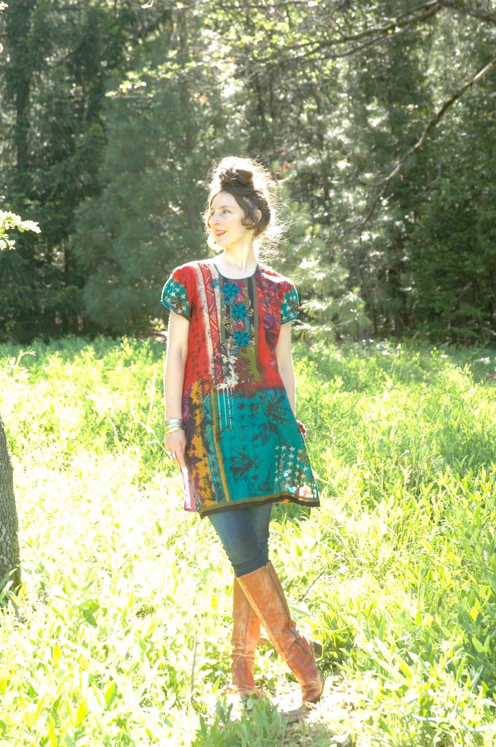Colorful Embroidered Indian Style Tunic Dress... Ethnic Dress...  RAINBOW ATTITUDE (m)