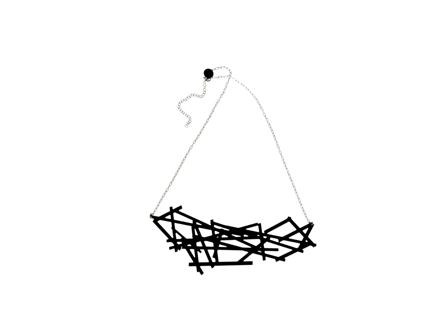 Birds nest black and silver necklace / wild thing studio