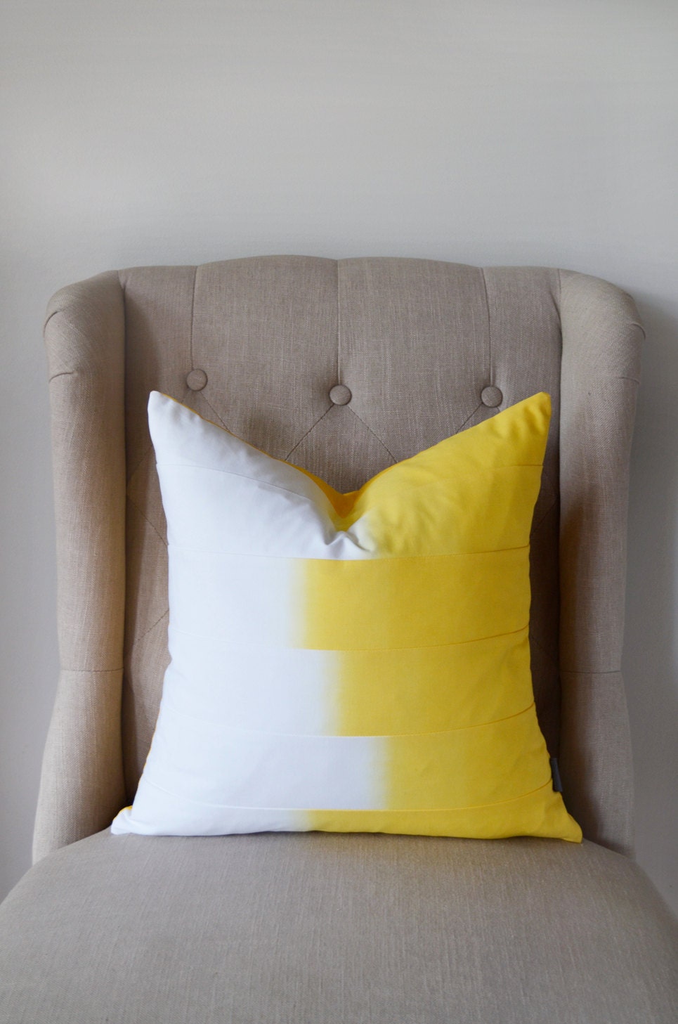 18"x18" Yellow Dip Dyed Stripe Pillow