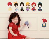 Dress Up Dolls (S) Fabric (not vinyl) Wall Decals & puzzle by Adolie Day
