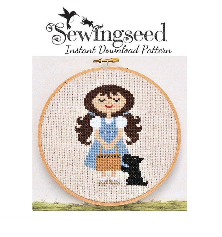 INSTANT DOWNLOAD Dorothy and Toto, Wonderful Wizard of Oz cross stitch pattern