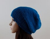 Women's Hat, Lightweight Chunky Hat, Slouchy Hat for Women, Slouchy Knit Beanie Dark Teal