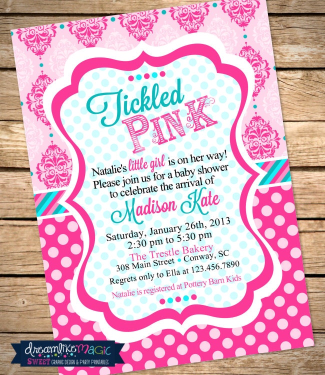 Printable Baby Shower Invitation- Tickled Pink Damask Il_170x135