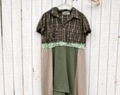 xlarge - plus  / Upcycled clothing / Funky Plaid Dress / Eco Dress / Tattered Artsy Dress by CreoleSha
