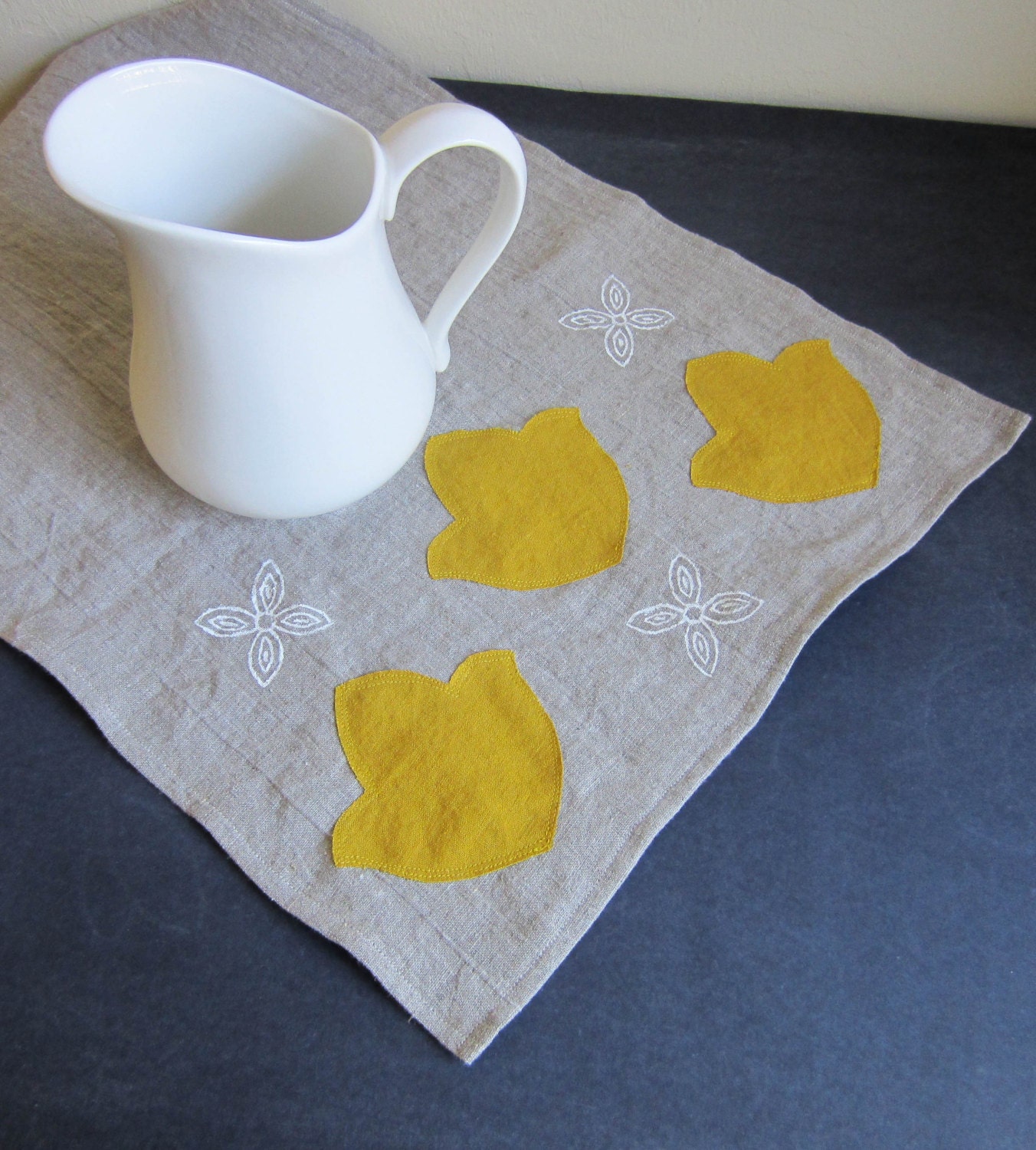 Golden and natural linen table runner