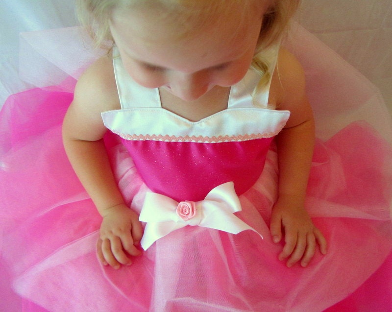 Aurora Tutu Dress, Sleeping Beauty: Hot Pink Light Pink and White lined, glitter and sparkle, princess birthday party, disney trip