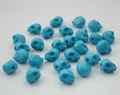 40 pcs. Tiny Blue Head Skull Beads Charms Pendants Decorations Findings 7 mm. SPB7