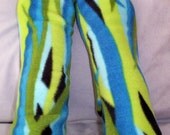 LadiesFootwarmers WomensFleece Socks Green Blue