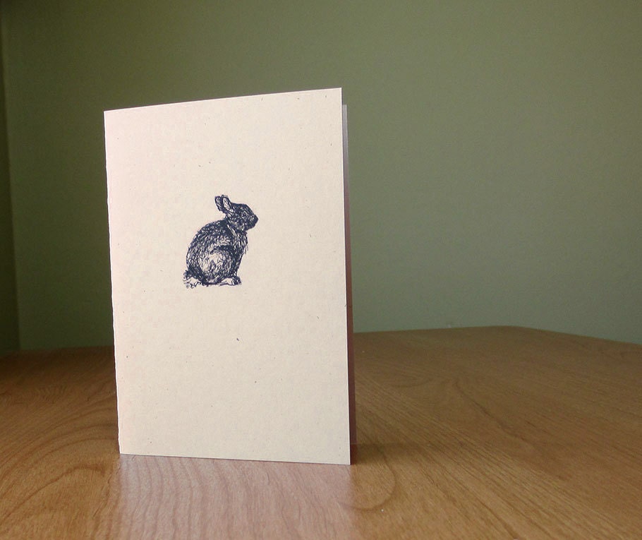 Bunny card // ecofriendly nature note card // recycled card with a bunny drawing and rabbit facts on back