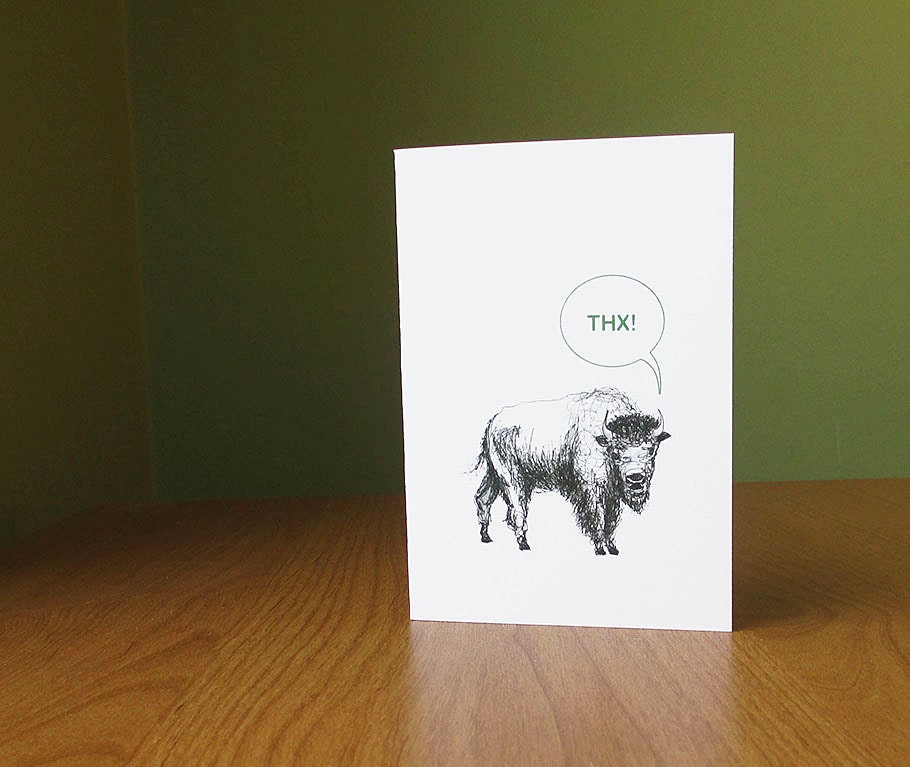 Thank you card // Bison says Thx // Buffalo bison thank you card