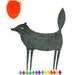 ORIGINAL PENCIL DRAWING / Dog with a Heart Balloon - I Love You
