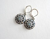Opalite Earrings.  Silver.  Vintage Style.  Opal.