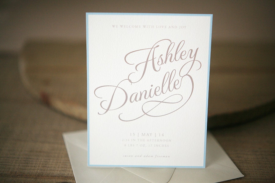 Birth Announcement - Scripted Custom Baby Announcement