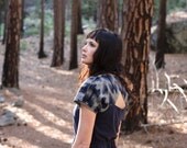 Boho cut-out dress - navy blue ikat print sundress, modern vintage bohemian western style fashion - medium