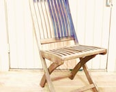 Antique Wood Folding Chair Rustic Farmhouse French Country Shabby  Decor