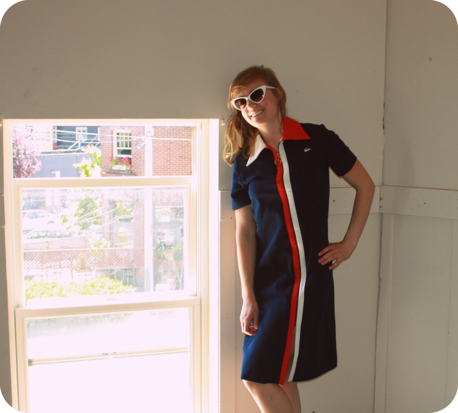 1960's Vintage Lacoste Tennis Dress Red White & Blue Women's