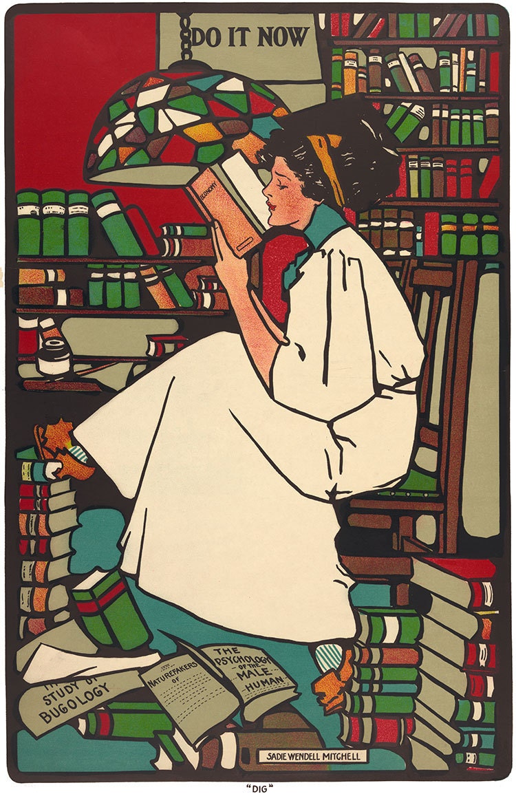 Reproduction of  Vintage Sadie Wendell Mitchell Poster "Dig" Girls Will Be Girls- 11" x 17"
