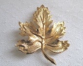 Gold Tone Maple Leaf Pin Brooch