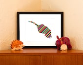 Rainbow Striped Cat Art Print on 100% Recycled Paper (Free Shipping in US)